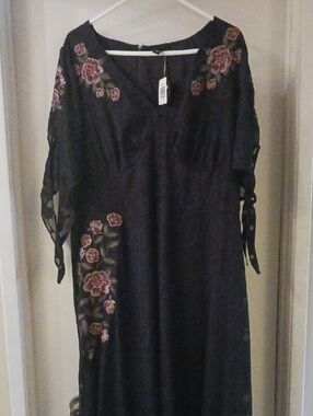 Torrid Runway Embrodier Maxi Dress Woman Plus 20W Fairy Whimsy Lacey Chiffon NWT